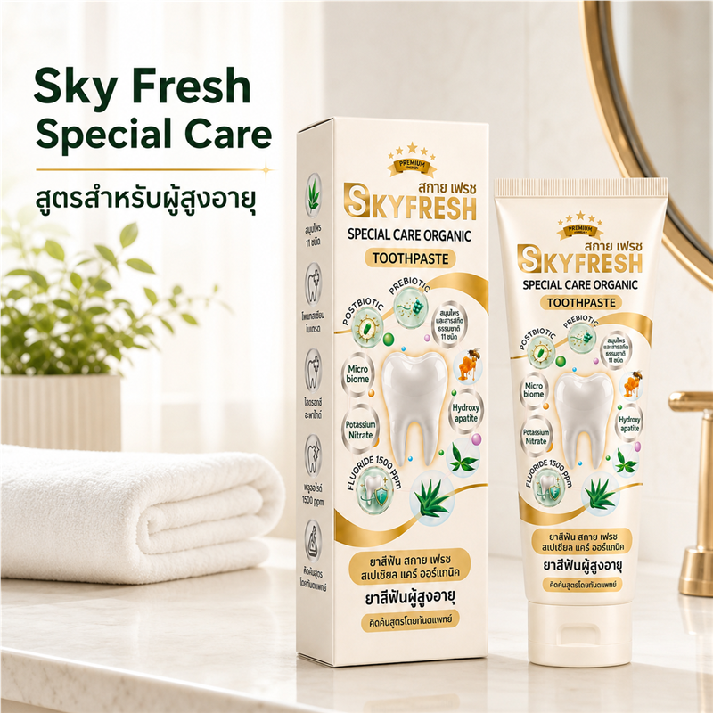 ยาสีฟัน สกายเฟรช สเปเชี่ยล แคร์ (ผู้สูงอายุ) (Sky Fresh Special Care Organic Toothpaste)