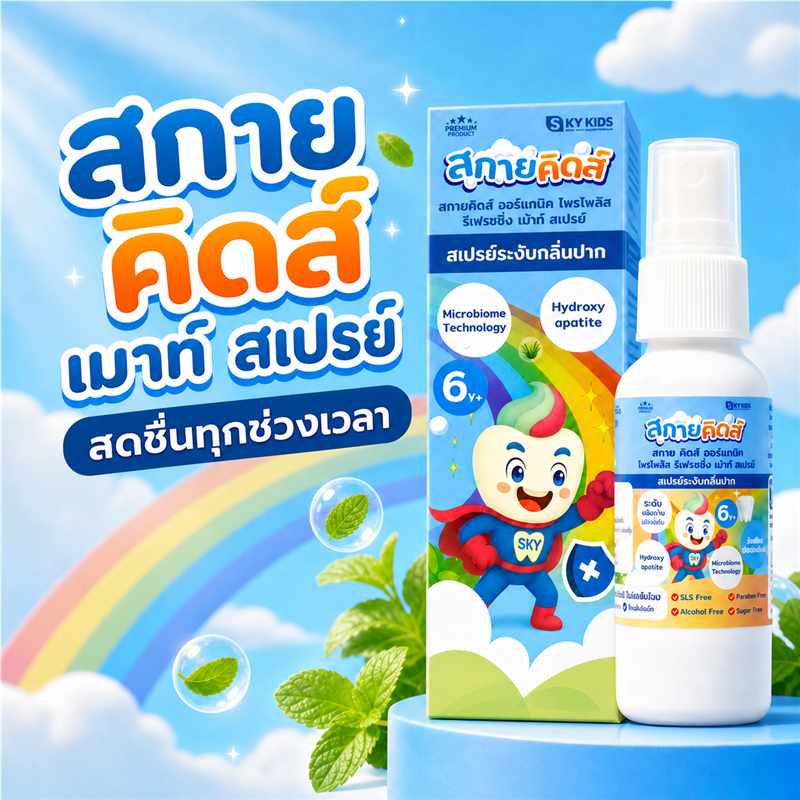 สกาย คิดส์ ออร์แกนิก โพรโพลิส รีเฟรชชิ่ง เมาท์ สเปรย์ (Sky Kids Organic Propolis Refreshing Mouth Spray)